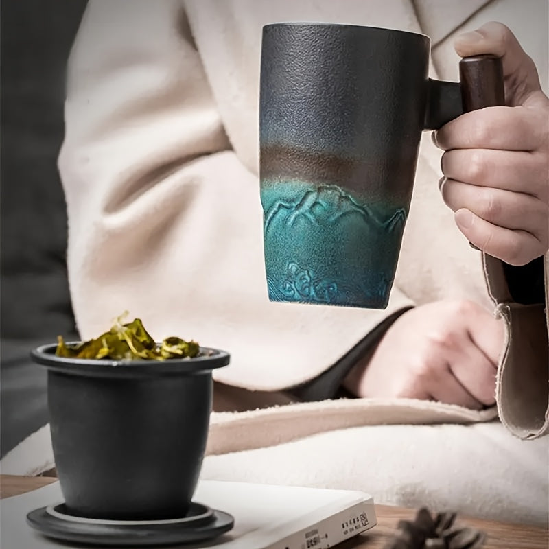 Mug with Handmade Ceramic Tea Strainer with Authentic Design and Practical Use
