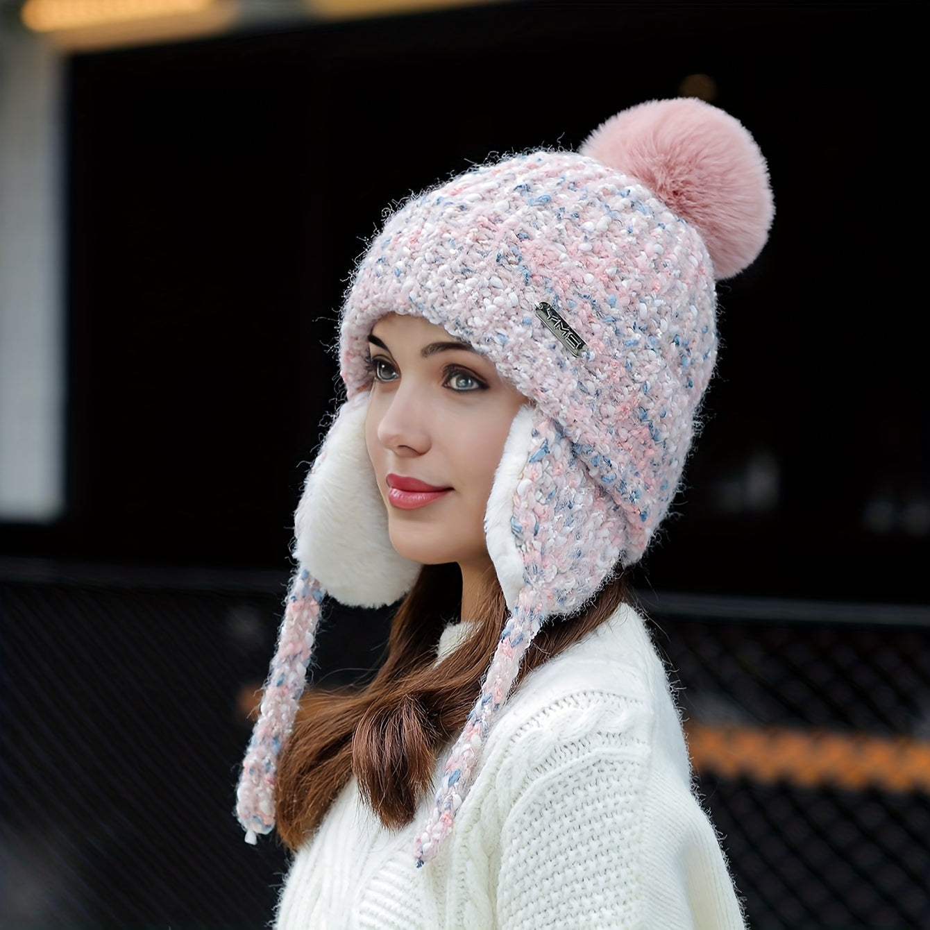 Olivia Warm Winter Hat for Knitted Hat with Fleece and Ear Flaps