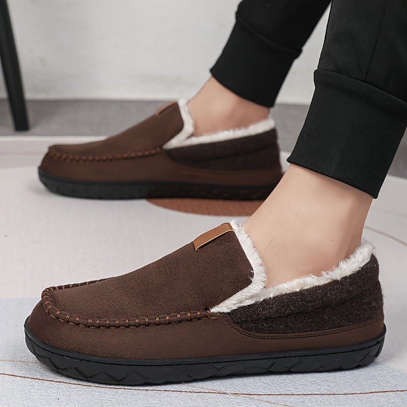 Warm Slippers for Men with Sheepskin Lining and Non-Slip Sole