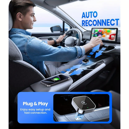 2-in-1 Wireless Carplay & Android Auto Adapter for Plug & Play Quick Connection