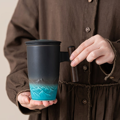 Mug with Handmade Ceramic Tea Strainer with Authentic Design and Practical Use