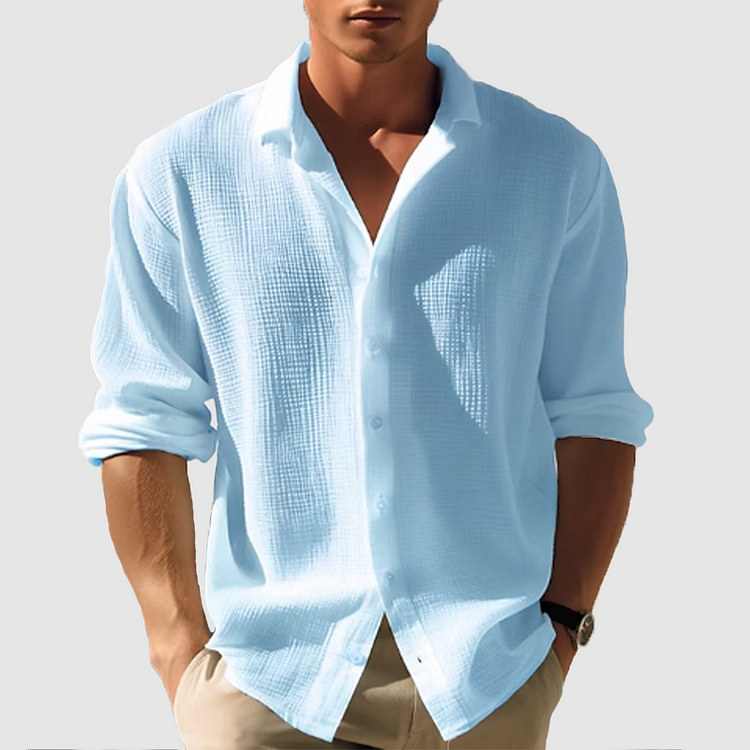 Light with Men's Long Sleeve Shirt Made from and Breathable Material