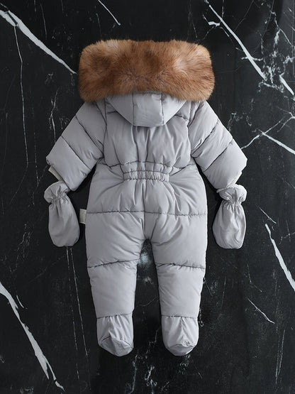 Frosty Baby Romper for Luxe Winter Jumpsuit with Hood for the Colder Months