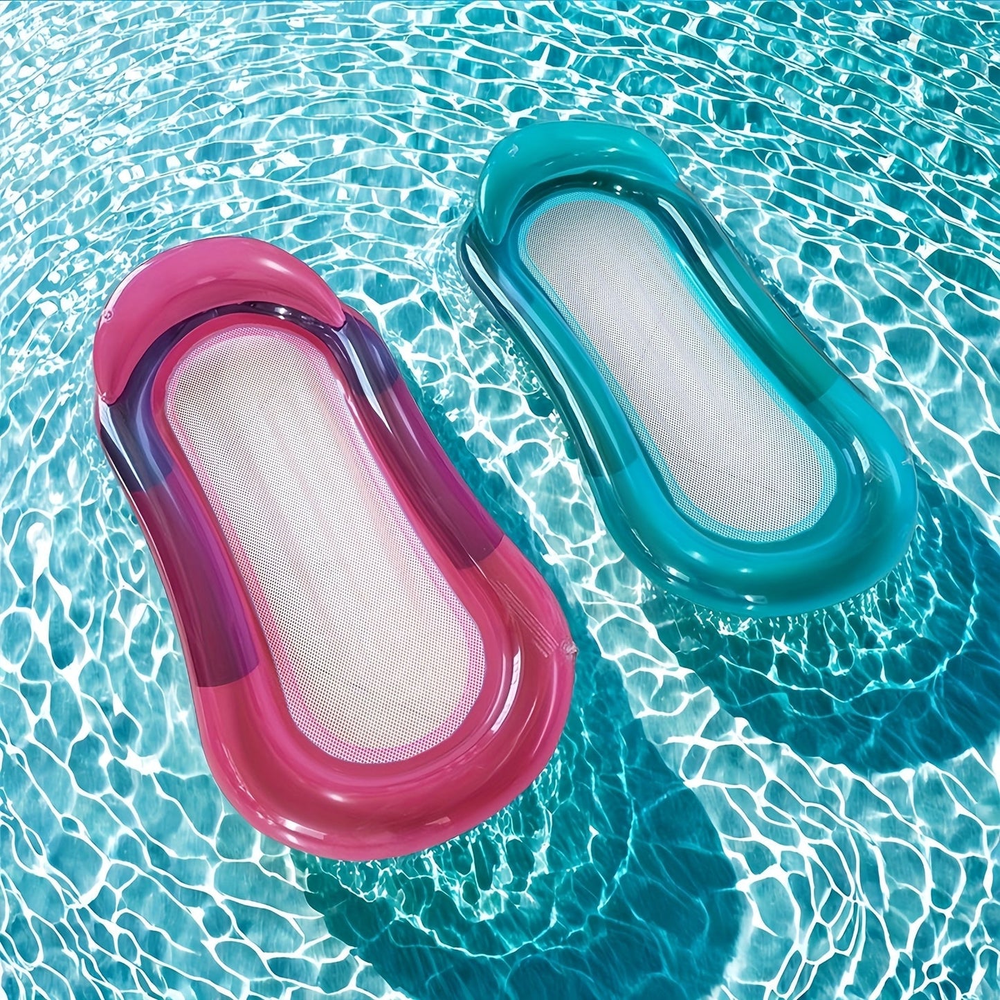 Inflatable Pool Air Bed with Backrest and Mesh Surface for Water Relaxation