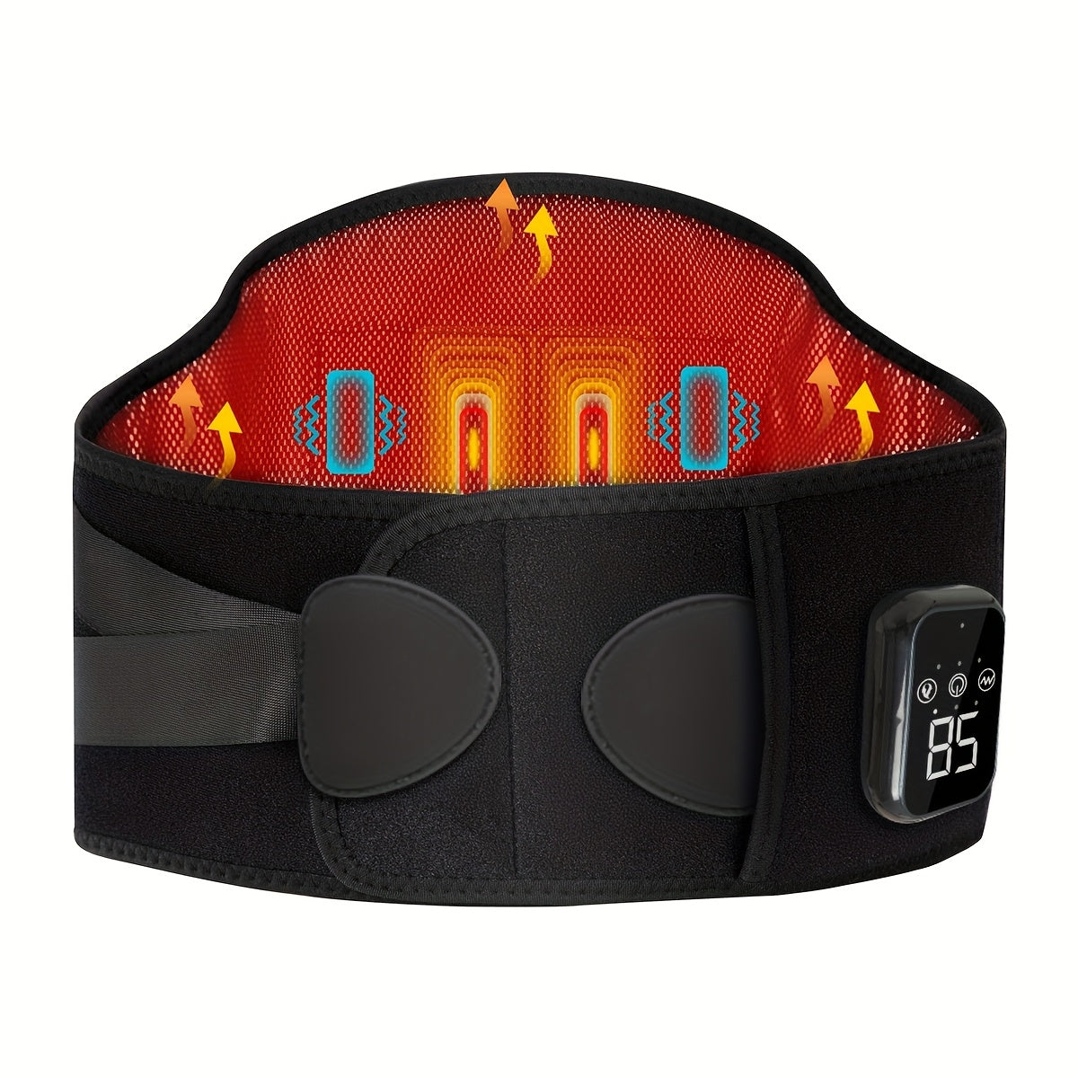 Wireless Heated Massage Belt for Back and Waist for 3 Adjustable Heat and Vibration Modes