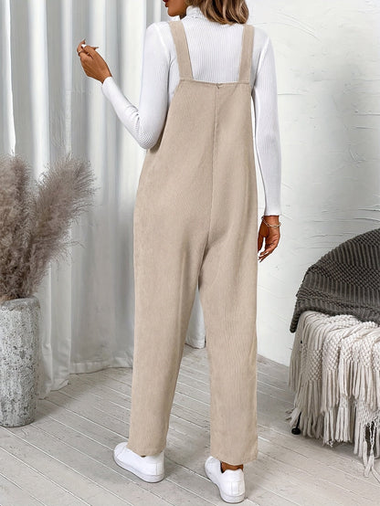 Ladies Corduroy Dungarees for Straight-Leg Garden Trousers with Pockets