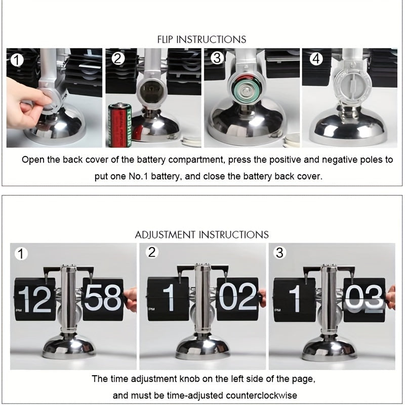 Clock with Vintage Flip Automatic Flipping Mechanism for Stylish Table Model