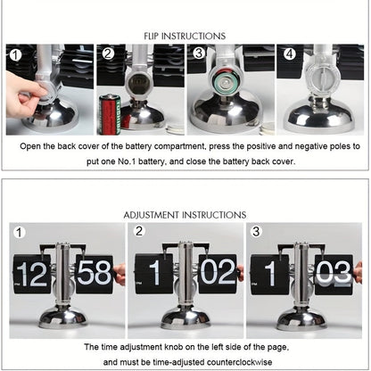 Clock with Vintage Flip Automatic Flipping Mechanism for Stylish Table Model