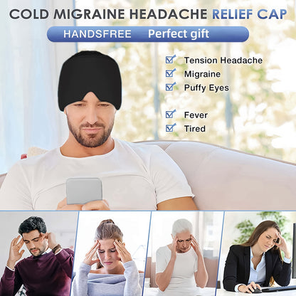 Migraine Hat with Cooling Gel for Cooling Headband for Relief from Migraine, Fever, and Fatigue