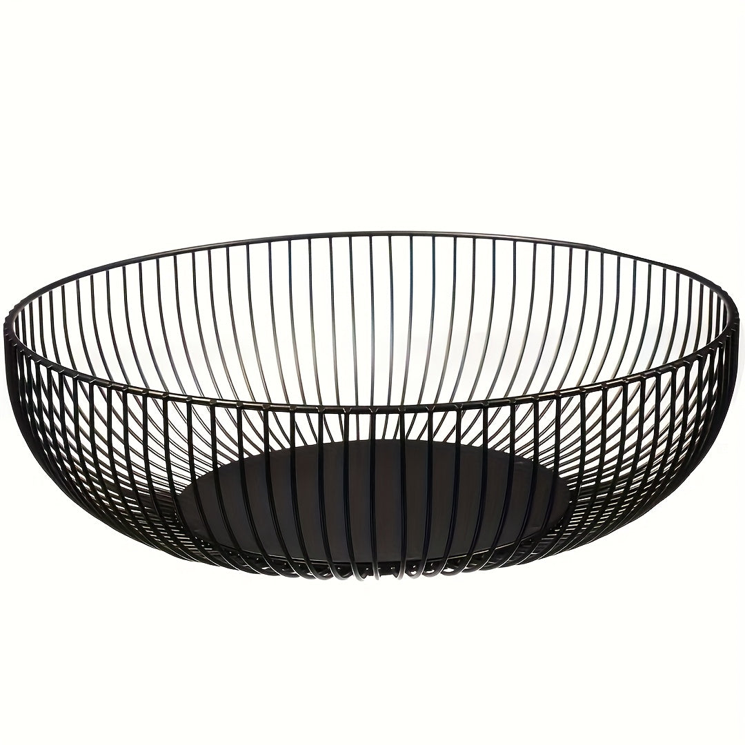 Table with Round Metal Fruit Bowl for and Kitchen with Minimalist and Decorative Design