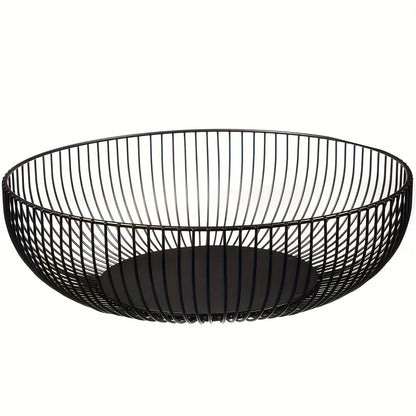 Table with Round Metal Fruit Bowl for and Kitchen with Minimalist and Decorative Design