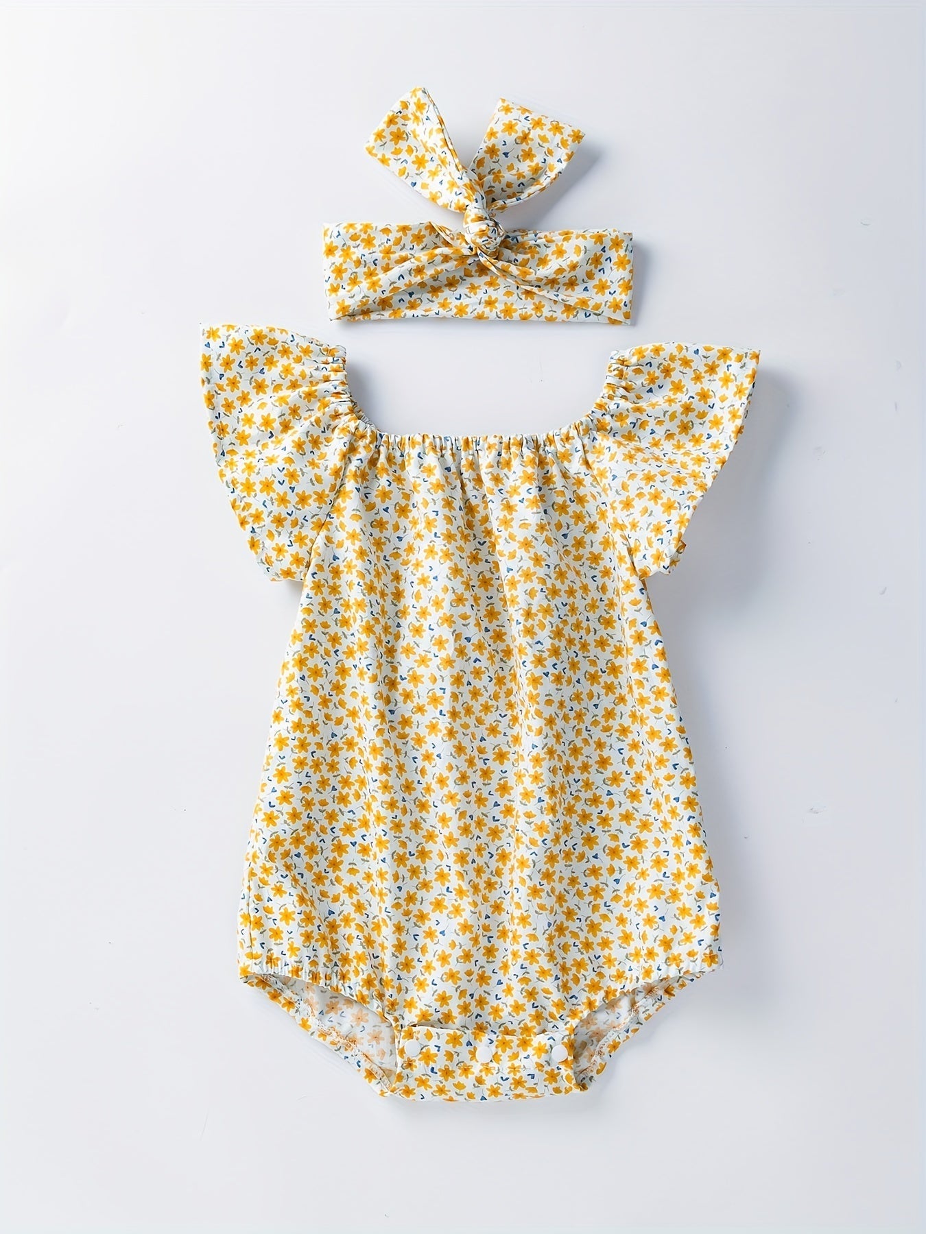 Baby Romper with Floral Pattern for Soft Cotton and Comfortable