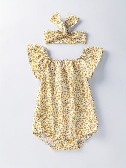 Baby Romper with Floral Pattern for Soft Cotton and Comfortable