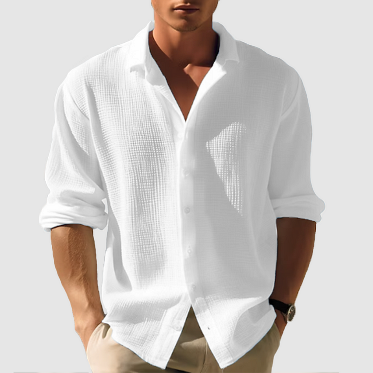 Light with Men's Long Sleeve Shirt Made from and Breathable Material