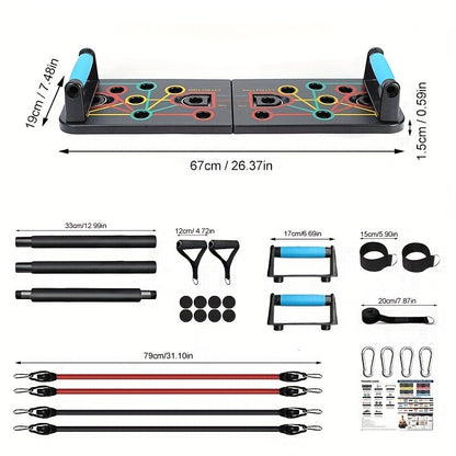 Set with Push-Up Plank Handles, Resistance Bands, and Accessories for Ideal for Chest and Abs