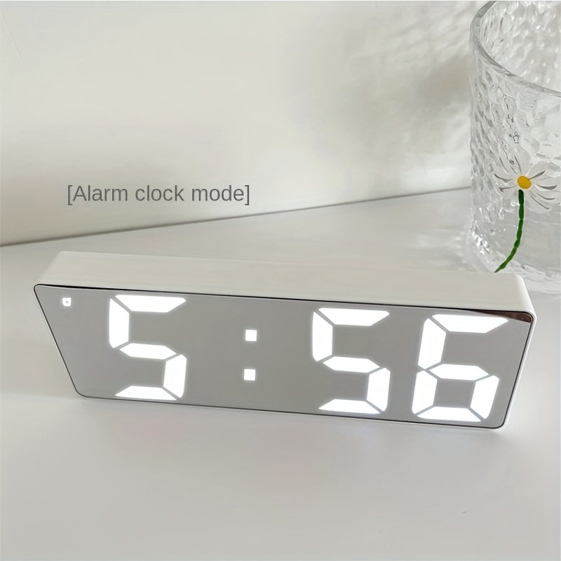 Clock with Digital LED Alarm Temperature Display and Adjustable Brightness