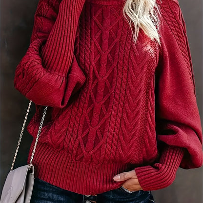 Ladies Knitted Pullover with High Neck for Elegant and Comfortable