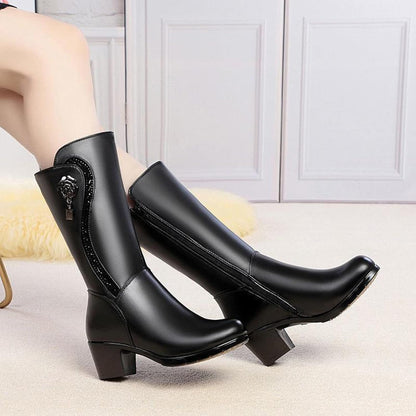 Boots with Ladies' Winter Faux Fur Lining for Waterproof Non-Slip Ankle Boots for Cold Days
