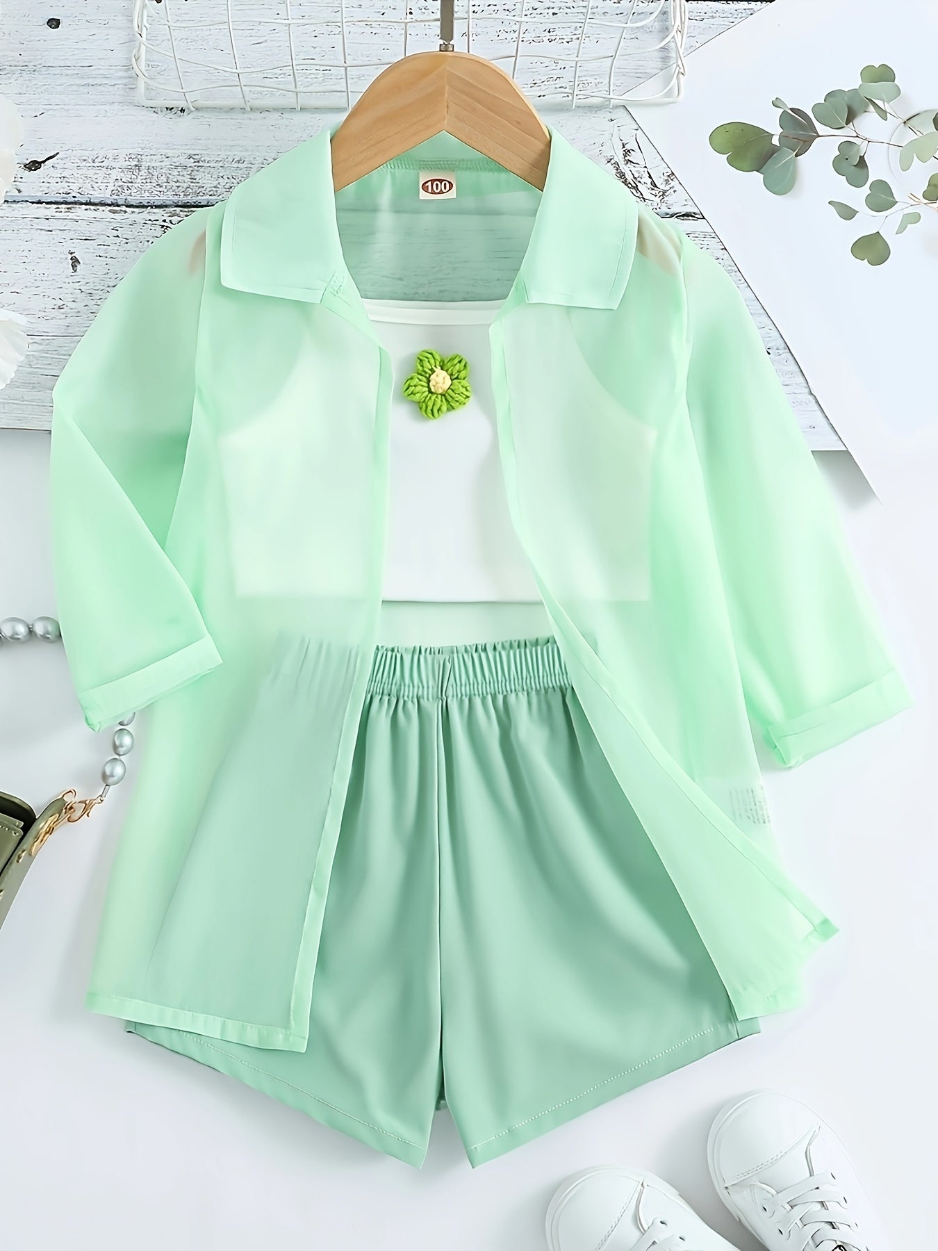 Set with Lightweight Girls' Summer Blouse and Shorts