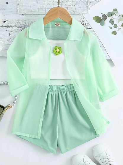 Set with Lightweight Girls' Summer Blouse and Shorts