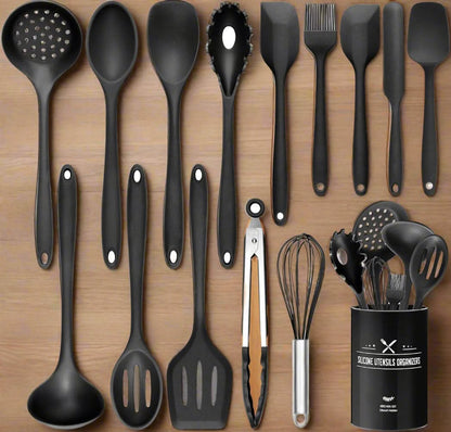 Utensil with Culinapro Silicone Set for 15-Piece Heat-Resistant Cooking Tools