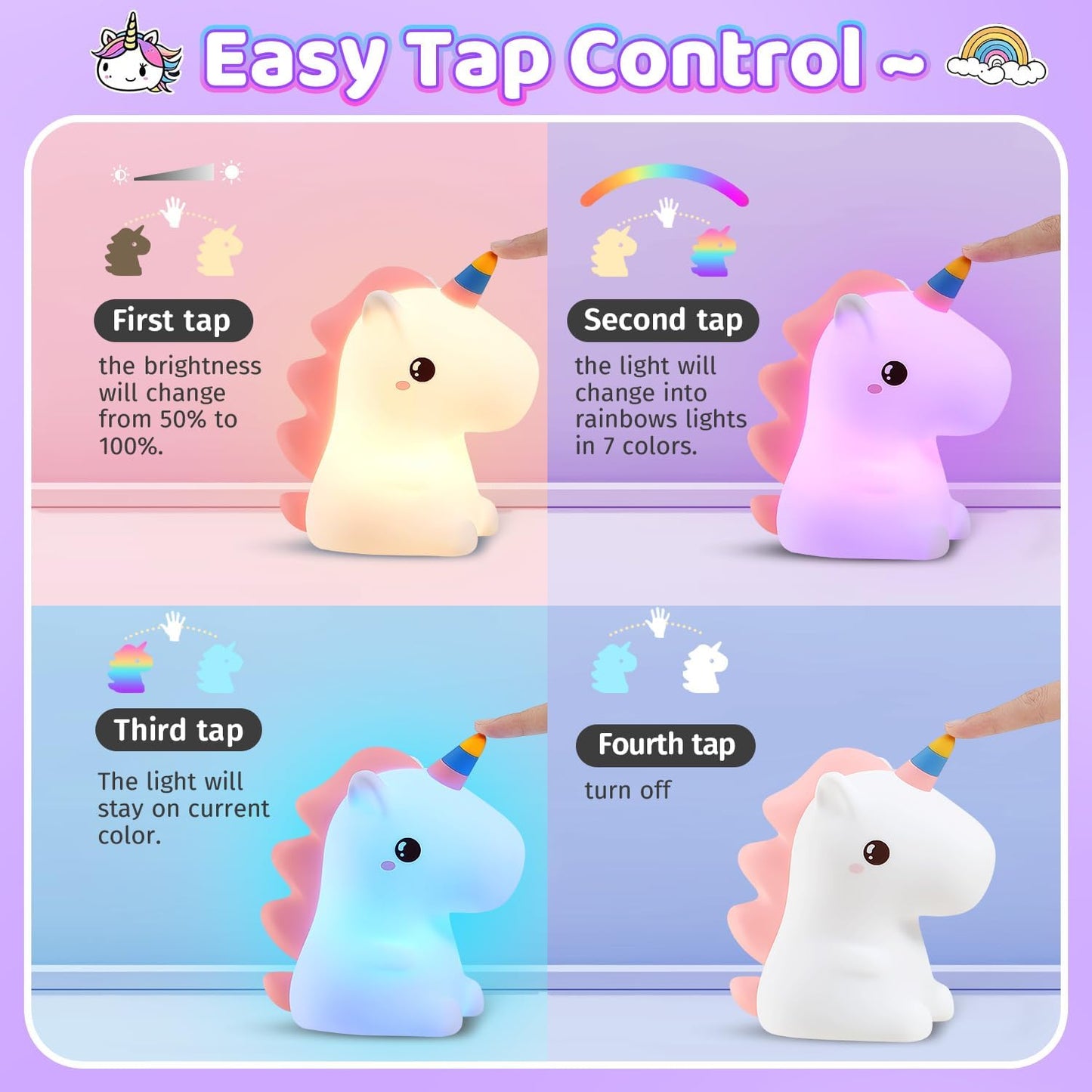 Night Light with Unicorn Soft Glow for a Soothing and Magical Atmosphere in Children's Room