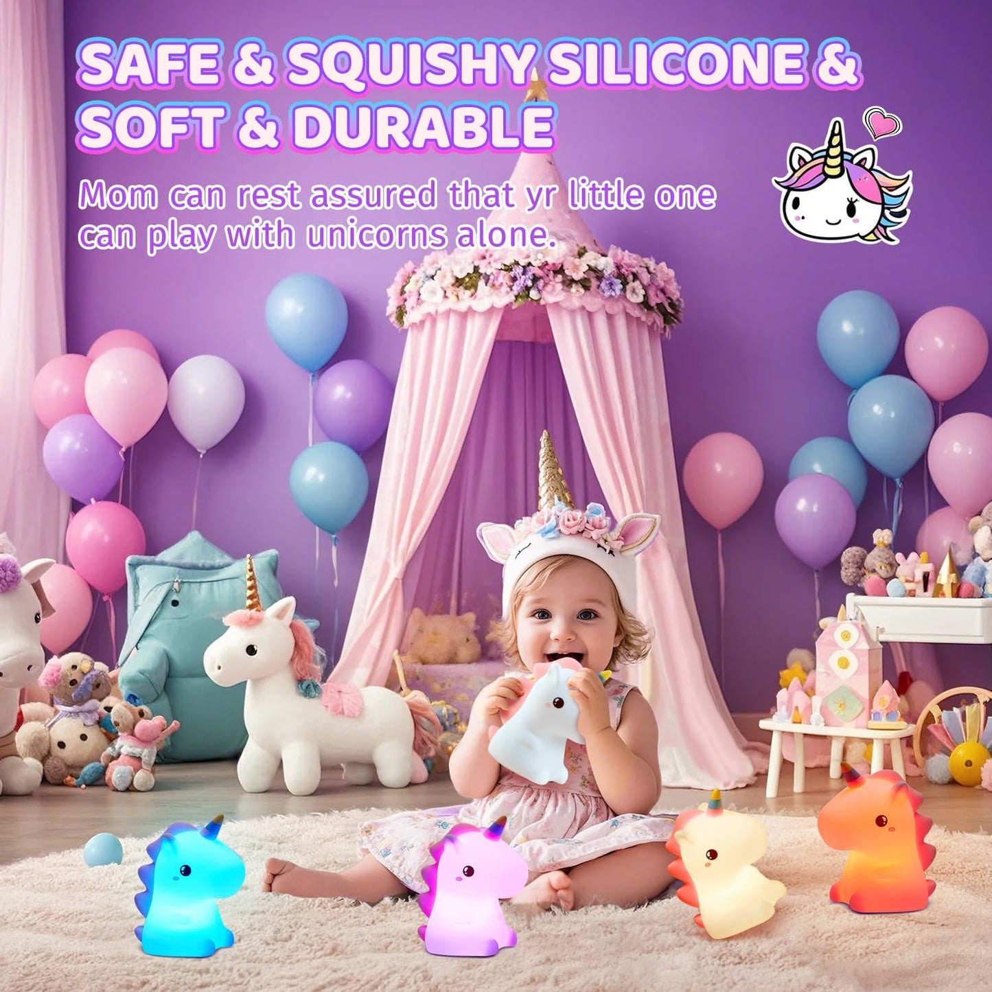 Night Light with Unicorn Soft Glow for a Soothing and Magical Atmosphere in Children's Room