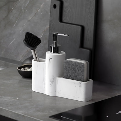 Kitchen Soap Dispenser with Brush and Sponge Holder