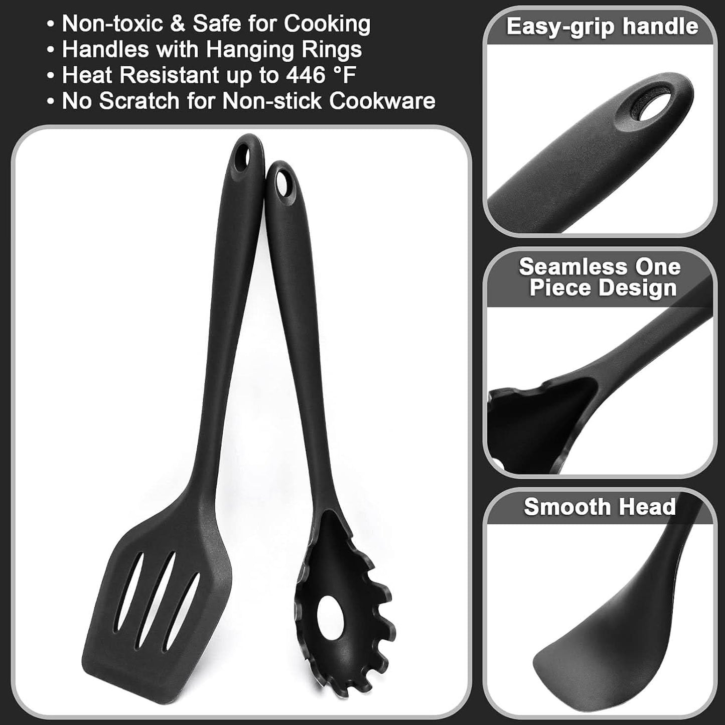 Utensil with Culinapro Silicone Set for 15-Piece Heat-Resistant Cooking Tools