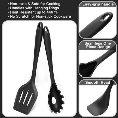 Utensil with Culinapro Silicone Set for 15-Piece Heat-Resistant Cooking Tools
