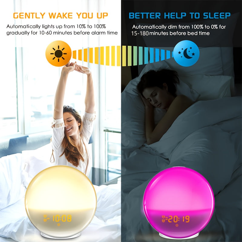 Light with Halo Digital Alarm Clock for Sunrise Alarm Clock