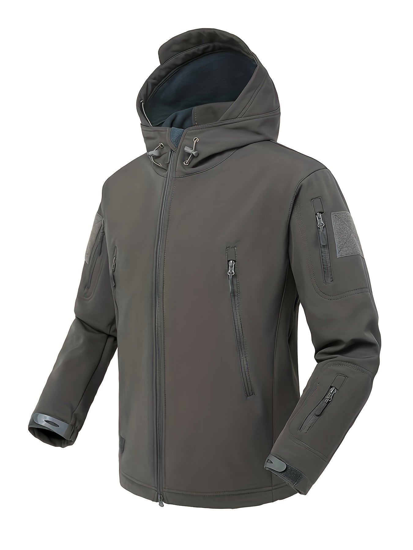 Men's Outdoor Softshell Jacket with Hood and Warm Windproof Lining