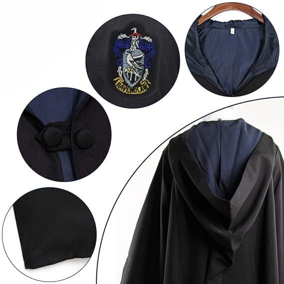 Kids’ Enchanted Wizard Cloak for Pointed Hood & Striped Scarf Set