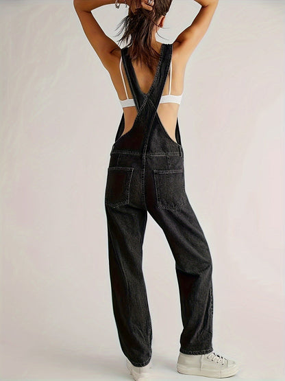 Ladies Denim Dungarees for Casual Overall with Loose Fit