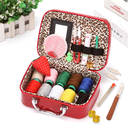 Case Complete Portable Sewing Kit in Faux Leather for Compact and Practical
