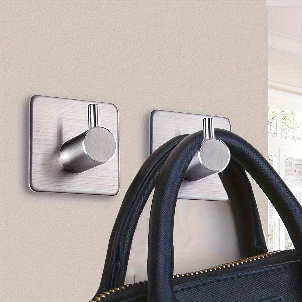 Hook with 4-Piece Self-Adhesive Stainless Steel Wall Set