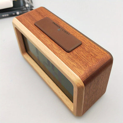 Clock Wooden Digital Alarm for LED Display with Temperature and Date