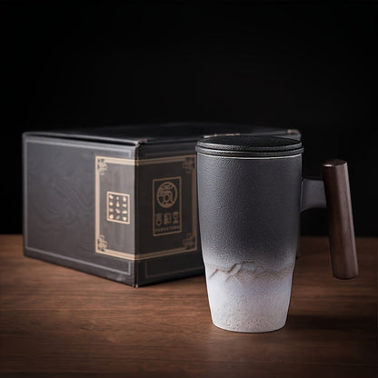 Mug with Handmade Ceramic Tea Strainer with Authentic Design and Practical Use