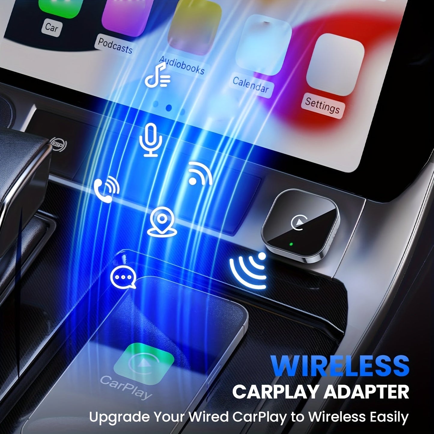 2-in-1 Wireless Carplay & Android Auto Adapter for Plug & Play Quick Connection