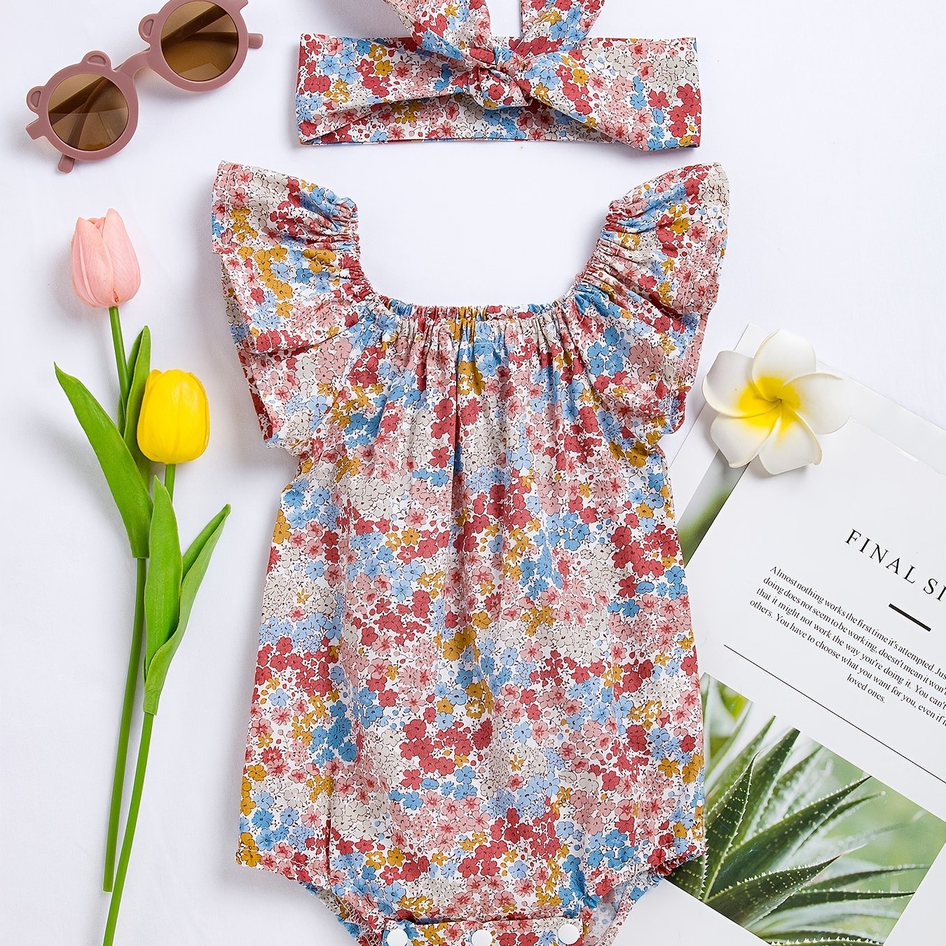 Baby Romper with Floral Pattern for Soft Cotton and Comfortable