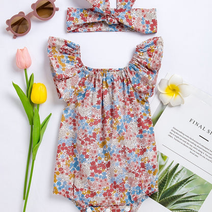 Baby Romper with Floral Pattern for Soft Cotton and Comfortable