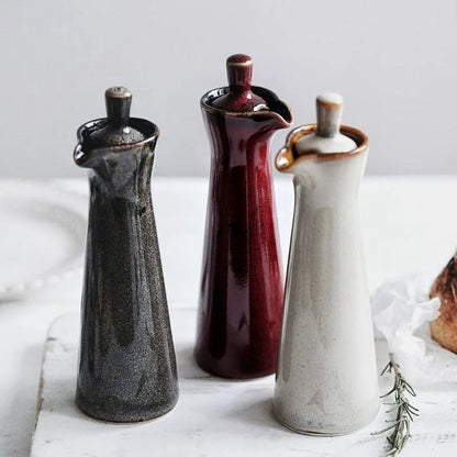 Dispenser with Stylish Ceramic Oil Drip-Free Spout for Kitchen and Table