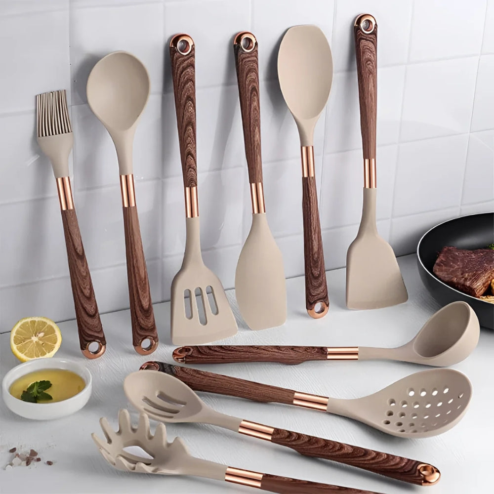 Utensil with Silicone Kitchen Set with Heat-Resistant Tools for the Kitchen