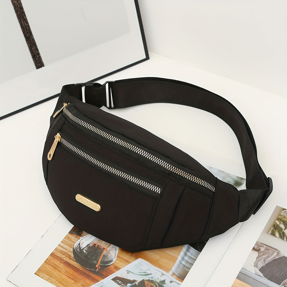 Bag with Lightweight Bum Design for Women with Multiple Zipper Pockets and Adjustable Strap