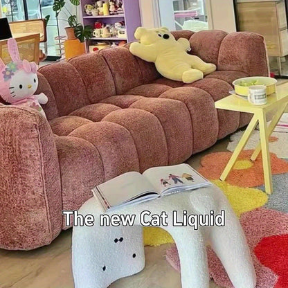 Cat-Shaped Plush Pouf with Cozy and Functional Design