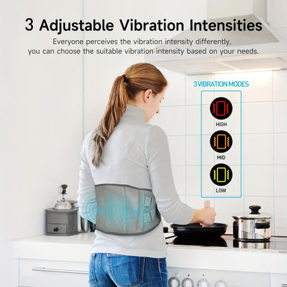 Wireless Heated Massage Belt for Back and Waist for 3 Adjustable Heat and Vibration Modes