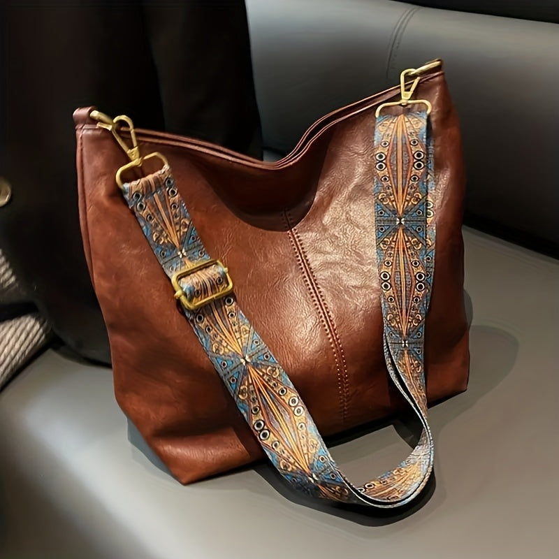Bag Wide Geometric for Large Capacity Crossbody with Retro Vibe