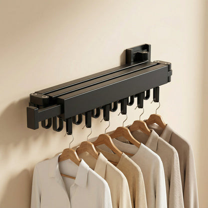 Rack with Retractable Wall Drying Design for Clothes with Space-Saving and Sturdy Design