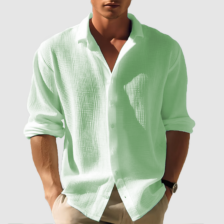 Light with Men's Long Sleeve Shirt Made from and Breathable Material