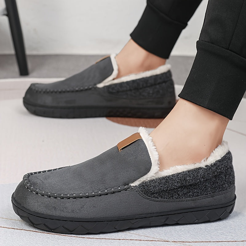 Warm Slippers for Men with Sheepskin Lining and Non-Slip Sole